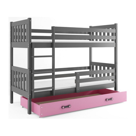 Dětská patrová postel CARINO s úložným prostorem 80x160 cm -grafit Ružové BMS