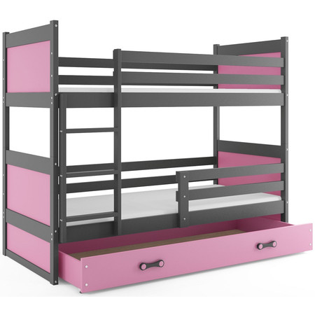 Dětská patrová postel RICO 200x90 cm Ružové Šedá BMS