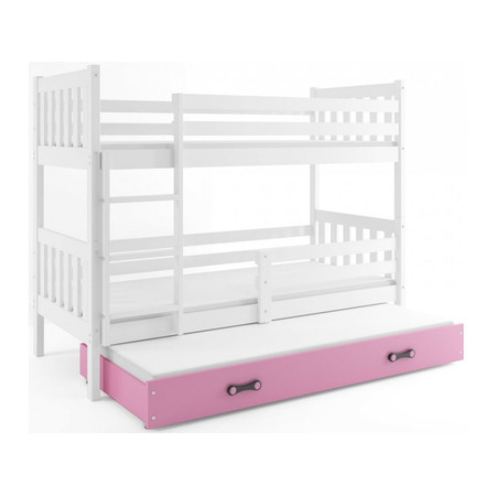 Dětská postel CARINO s výsuvnou postelí 80x190 cm - bílá Ružové BMS