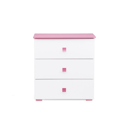 Komoda PABIS 3 SZ  - bílá/růžová SG-nábytek