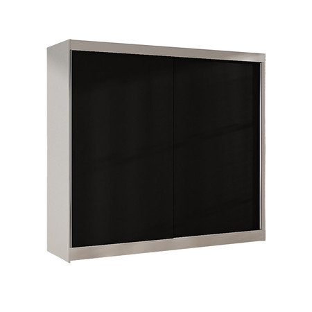 Šatní skříň BASTI X šířka 200 cm - bílá/černá ankon