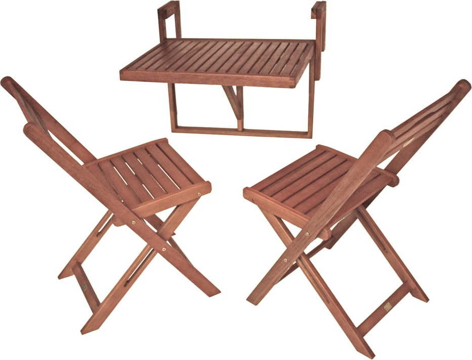 Set 2 židlí a závěsného stolku z eukalyptového dřeva Garden Pleasure Balcony Berkeley Garden Pleasure