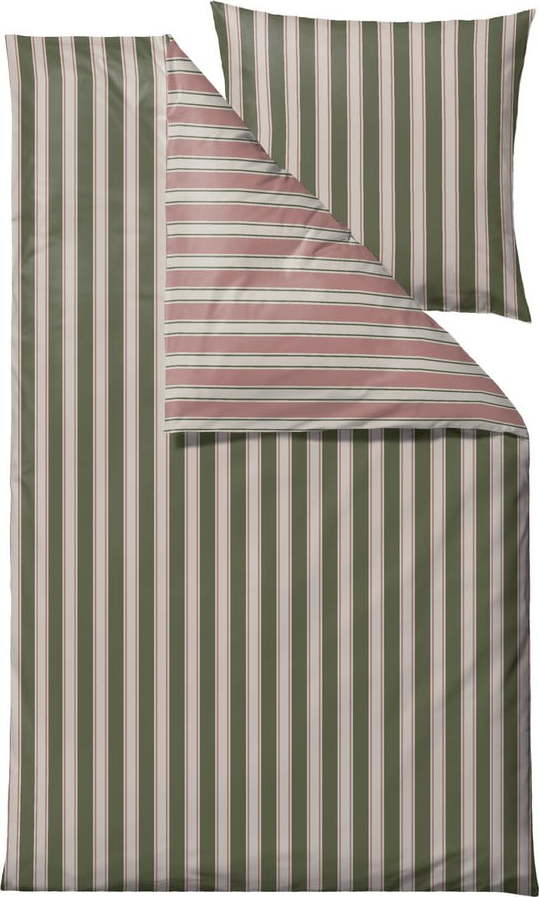 Zeleno-růžové prodloužené povlečení na jednolůžko z bio bavlny 135x220 cm Nordic – Södahl Södahl