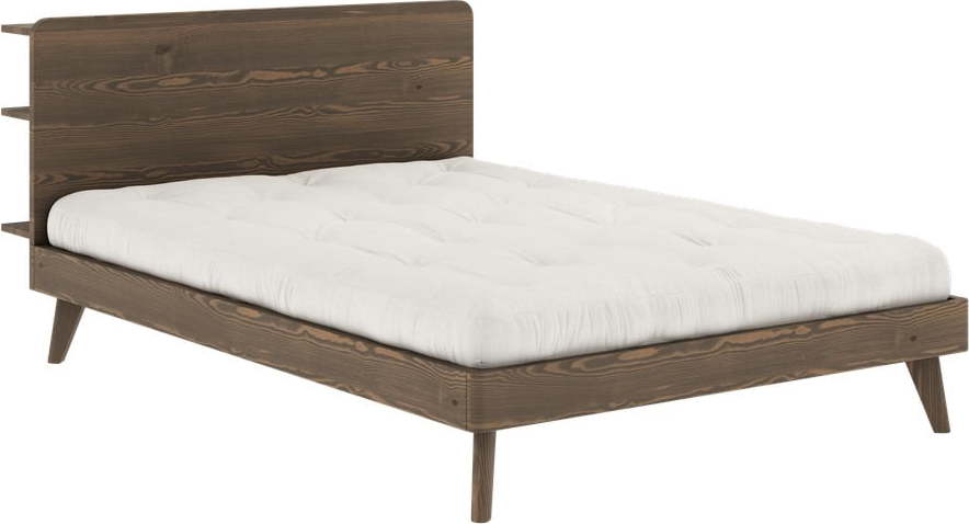 Hnědá dvoulůžková postel s roštem 140x200 cm Retreat – Karup Design Karup Design