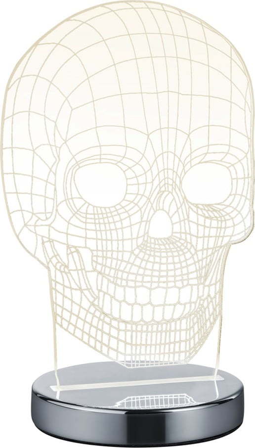 LED stolní lampa v leskle stříbrné barvě (výška 21 cm) Skull – Trio TRIO