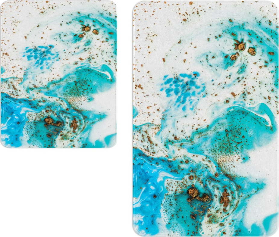 Bílo-modré koupelnové předložky v sadě 2 ks – Oyo Concept Oyo Concept