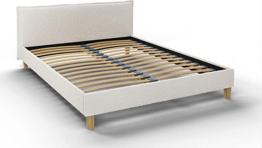 Krémová čalouněná dvoulůžková postel s roštem 160x200 cm Tina – Ropez Ropez