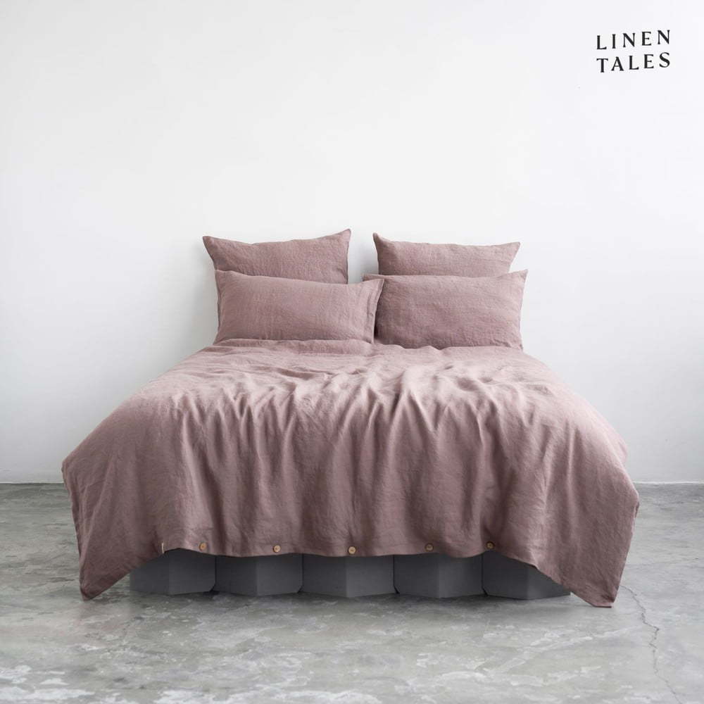 Růžové lněné prodloužené povlečení na dvoulůžko 200x220 cm – Linen Tales Linen Tales