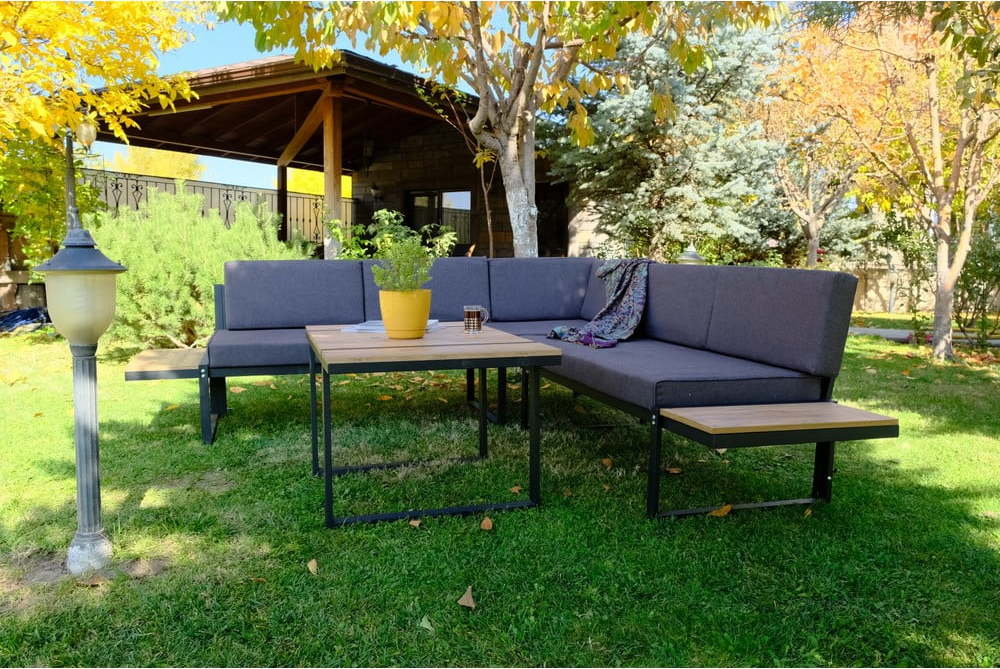 Šedý zahradní lounge set pro 6 Mers – Floriane Garden FLORIANE GARDEN