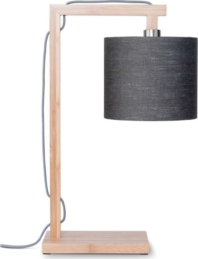 Stolní lampa s tmavě šedým stínidlem a konstrukcí z bambusu Good&Mojo Himalaya Good&Mojo