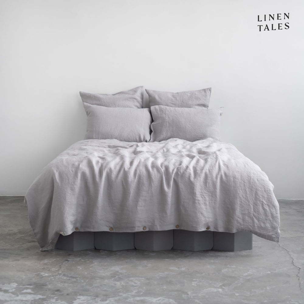 Světle šedé lněné povlečení na jednolůžko 135x200 cm – Linen Tales Linen Tales