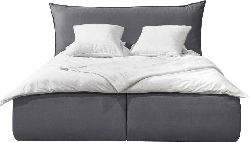 Tmavě šedá čalouněná dvoulůžková postel s úložným prostorem s roštem 180x200 cm Jade – Bobochic Paris Bobochic Paris
