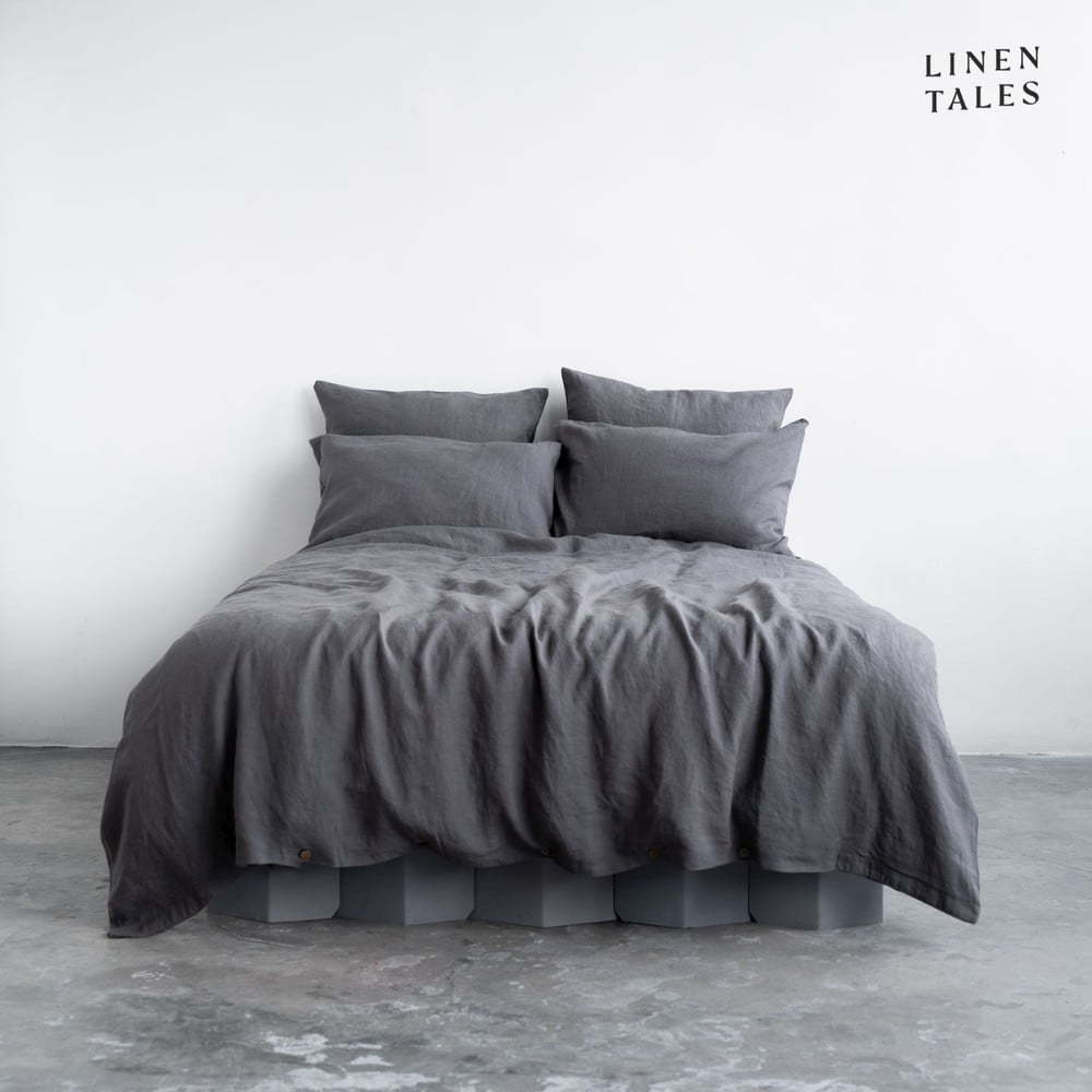 Tmavě šedé lněné povlečení na jednolůžko 135x200 cm – Linen Tales Linen Tales