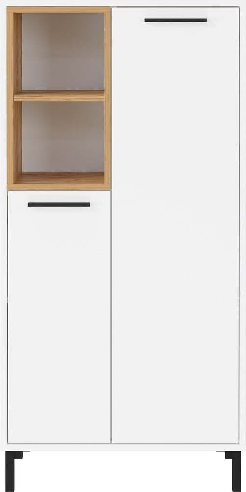 Bílá vysoká koupelnová skříňka v dekoru dubu 59x118 cm Loria - Germania Germania