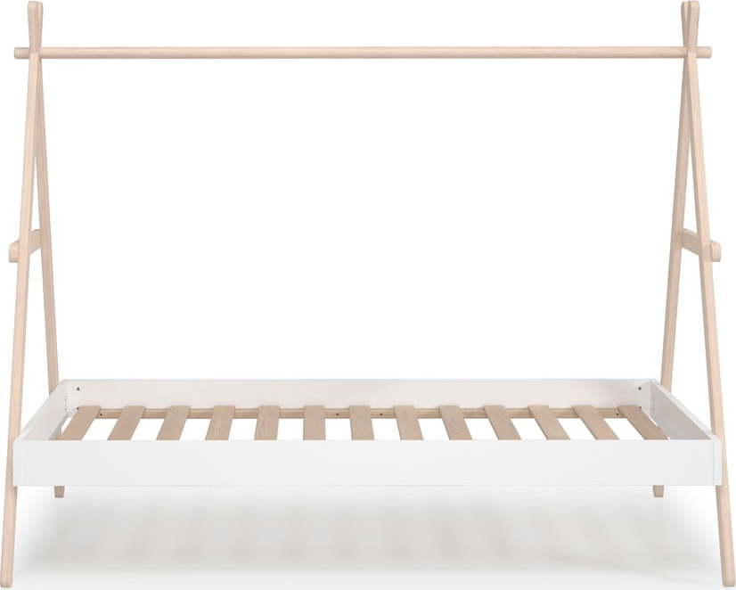 Bílá/přírodní domečková dětská postel z borovicového dřeva 90x200 cm Trufa – Marckeric Marckeric