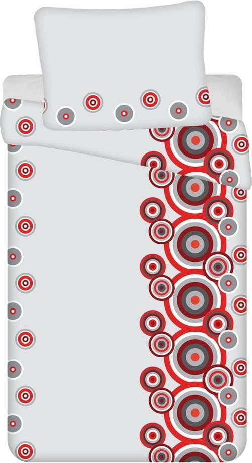 Červeno-bílé krepové povlečení na jednolůžko 140x200 cm Fiora – Jerry Fabrics Jerry Fabrics