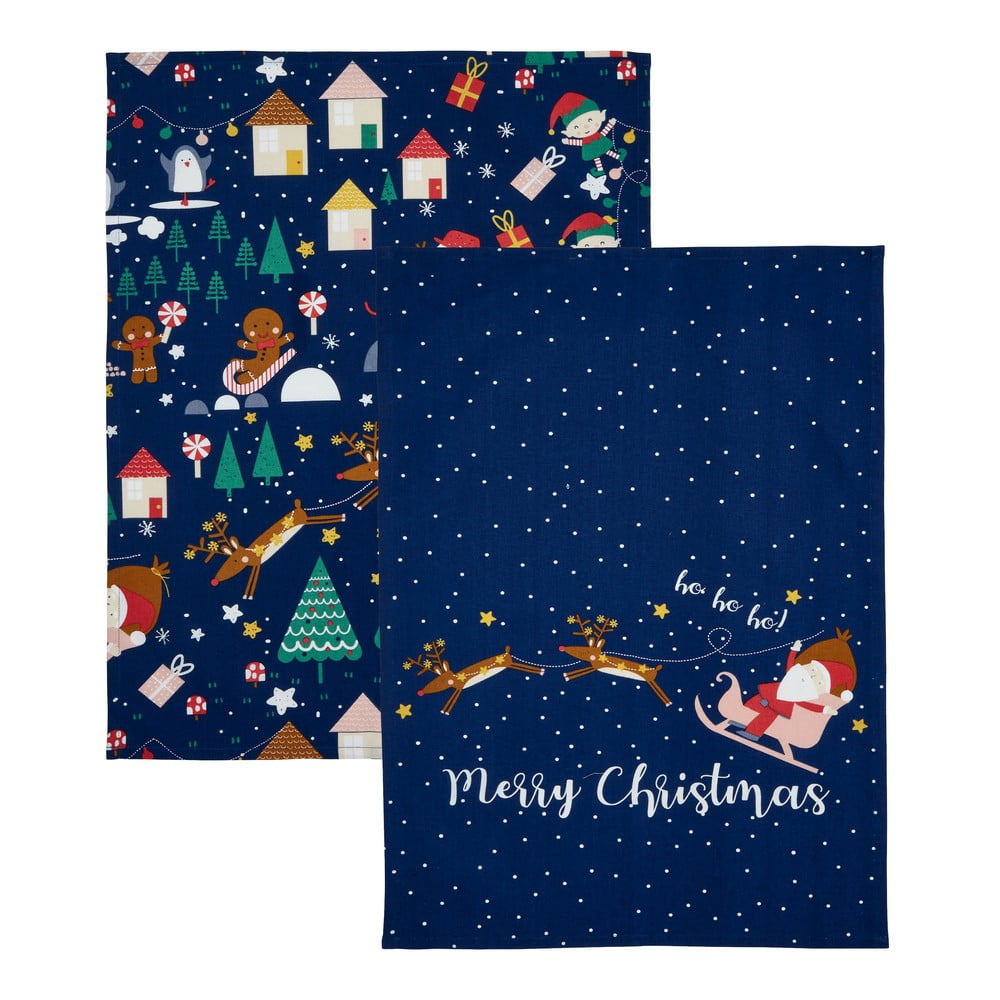 Bavlněné utěrky v sadě 2 ks s vánočním motivem 50x70 cm Santa's Christmas Wonderland – Catherine Lansfield Catherine Lansfield