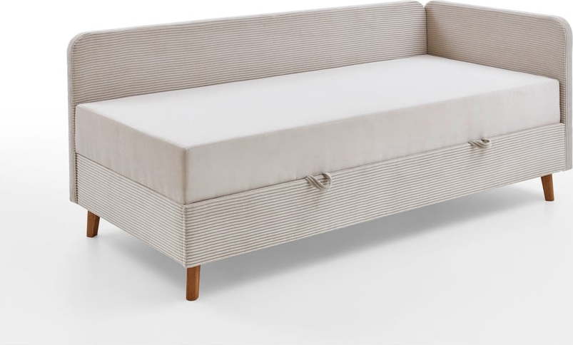 Béžová čalouněná jednolůžková postel s úložným prostorem 90x200 cm Cabana – Meise Möbel Meise Möbel
