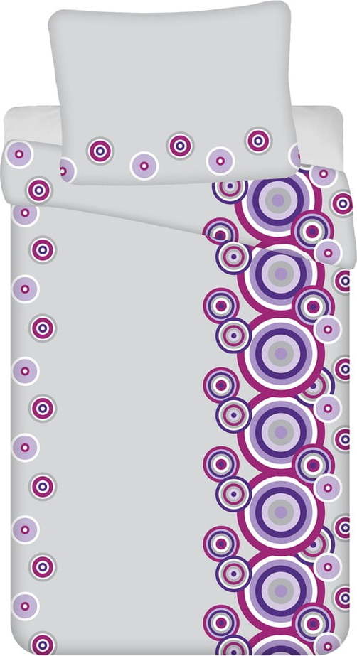 Bílo-fialové krepové povlečení na jednolůžko 140x200 cm Fiora – Jerry Fabrics Jerry Fabrics