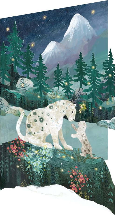 Vánoční přání v sadě 5 ks Snow Leopard – Roger la Borde Roger la Borde