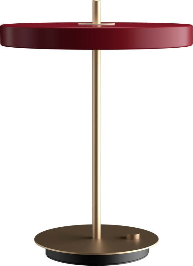Vínová LED stmívatelná stolní lampa s kovovým stínidlem (výška 41