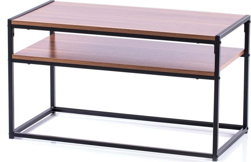 Hnědý konferenční stolek s deskou v dekoru ořechového dřeva 40x80 cm Pjan – Homede HOMEDE