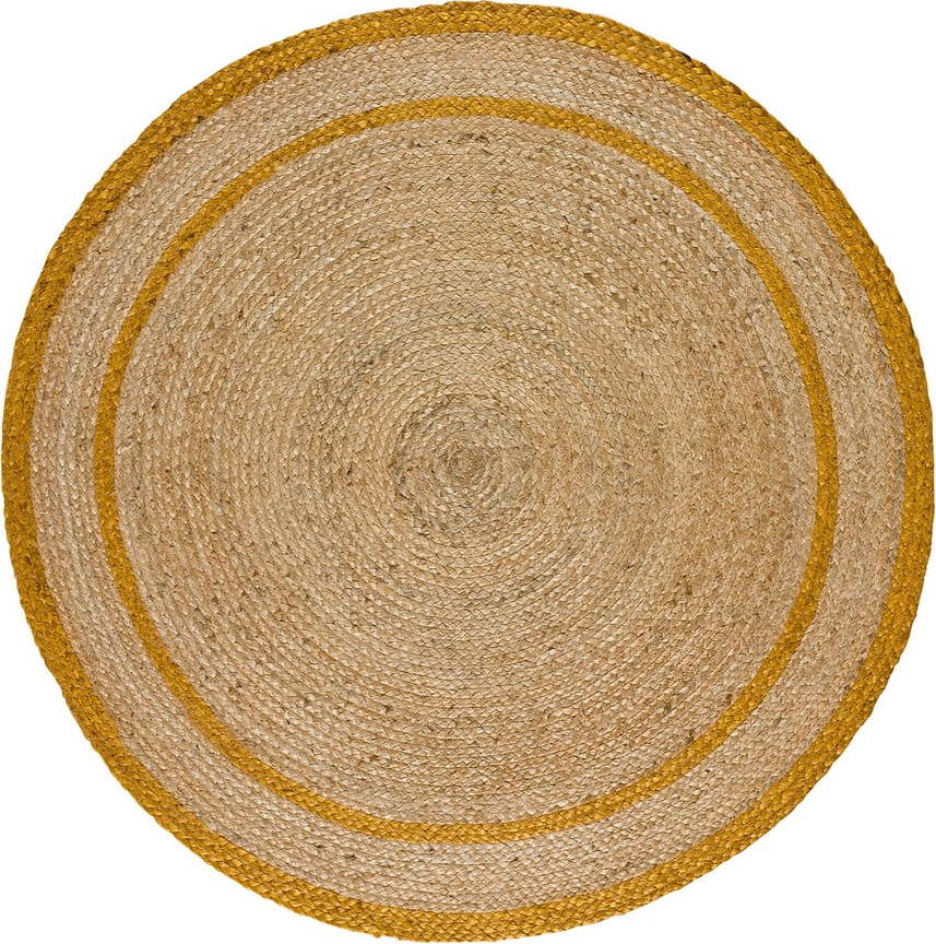 Kulatý koberec v přírodní a horčicové barvě ø 90 cm Mahon – Universal Universal