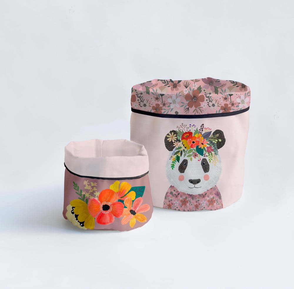 Látkové košíky v sadě 2 ks Floral Panda – Little Nice Things Little Nice Things