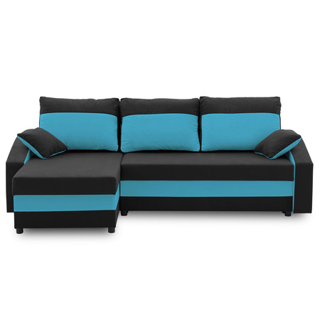 Rohová rozkládací sedací souprava HEWLET PLUS color Černá + světle modrá SG-nábytek
