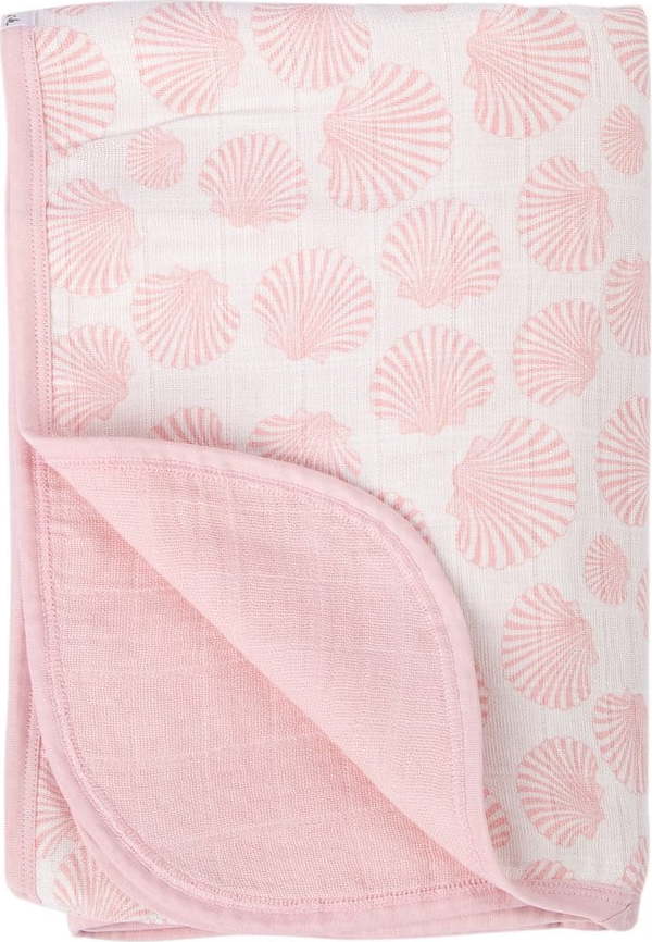 Růžová bavlněná dětská deka 120x120 cm Seashell – Mijolnir Mijolnir