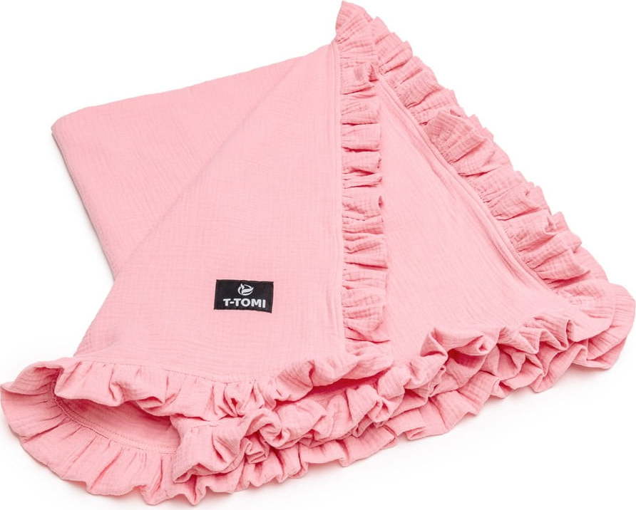 Růžová mušelínová dětská deka 80x100 cm – T-TOMI T-Tomi