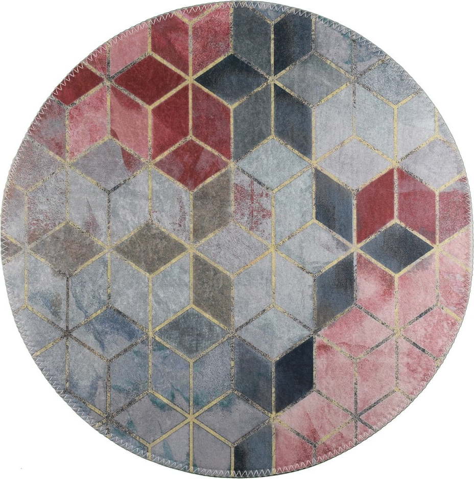 Růžovo-světle šedý pratelný kulatý koberec ø 80 cm – Vitaus Vitaus
