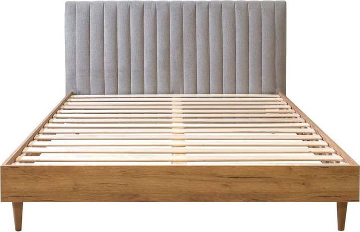 Světle šedá/přírodní dvoulůžková postel s roštem 160x200 cm Oceane – Bobochic Paris Bobochic Paris