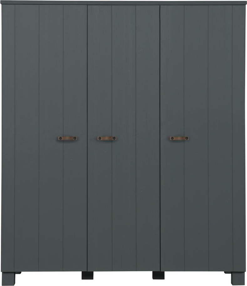 Tmavě šedá šatní skříň z borovicového dřeva 158x202 cm Dennis – WOOOD WOOOD