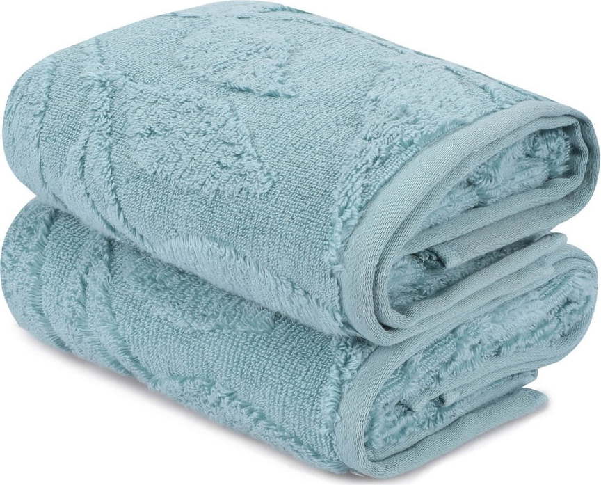 Tyrkysové bavlněné ručníky v sadě 2 ks 50x90 cm Estela – Foutastic Foutastic