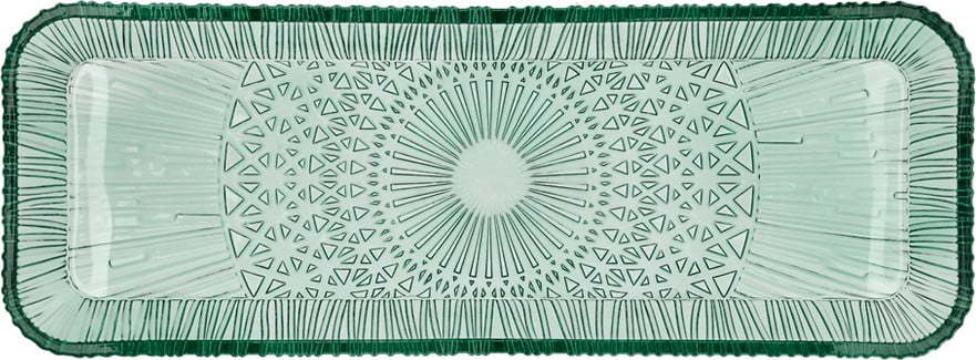 Zelený skleněný servírovací talíř 14x38 cm Kusintha – Bitz Bitz
