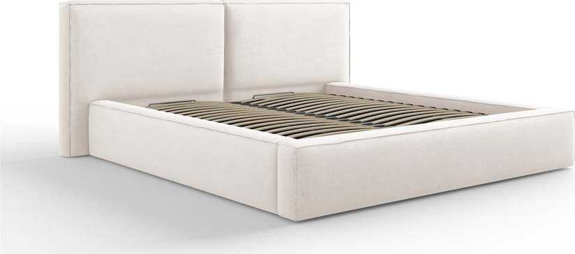 Béžová čalouněná dvoulůžková postel s úložným prostorem a roštem 180x200 cm Arendal – Cosmopolitan Design Cosmopolitan design