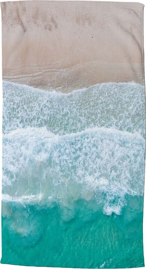 Béžovo-tyrkysová plážová osuška 100x180 cm – Good Morning GOOD MORNING