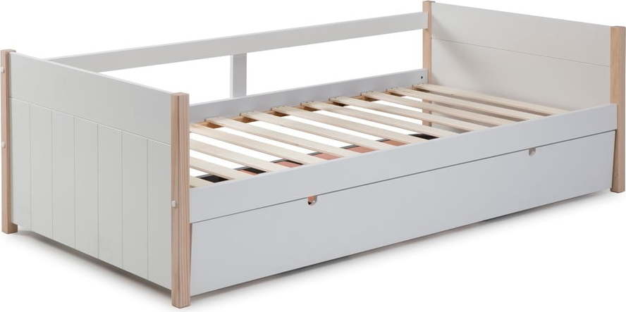 Dětská postel z borovicového dřeva s výsuvným lůžkem v bílo-přírodní barvě 90x190 cm Kiara – Marckeric Marckeric