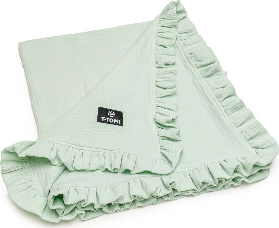 Mušelínová dětská deka v mentolové barvě 80x100 cm – T-TOMI T-Tomi