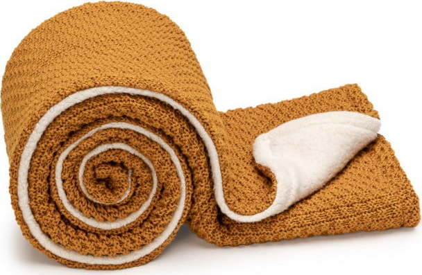 Pletená dětská deka v hořčicové barvě 80x100 cm – T-TOMI T-Tomi