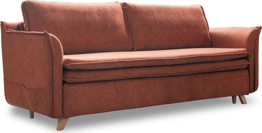 Sametová rozkládací pohovka v cihlové barvě 225 cm – Miuform Miuform