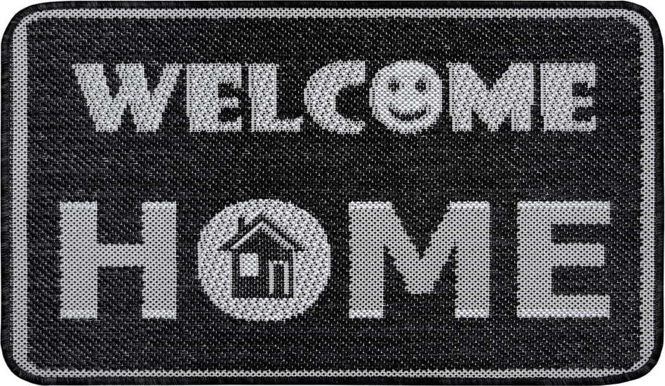 Antracitově šedá rohožka Hanse Home Weave Smiley Welcome