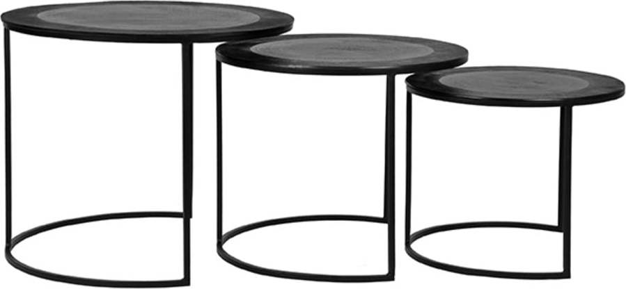 Černé kovové kulaté konferenční stolky v sadě 3 ks ø 55 cm Tres – LABEL51 LABEL51