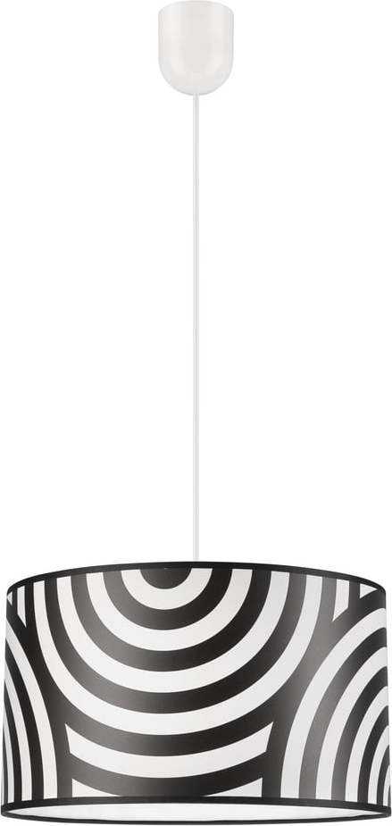 Černobílé závěsné svítidlo s textilním stínidlem ø 35 cm Print – LAMKUR LAMKUR
