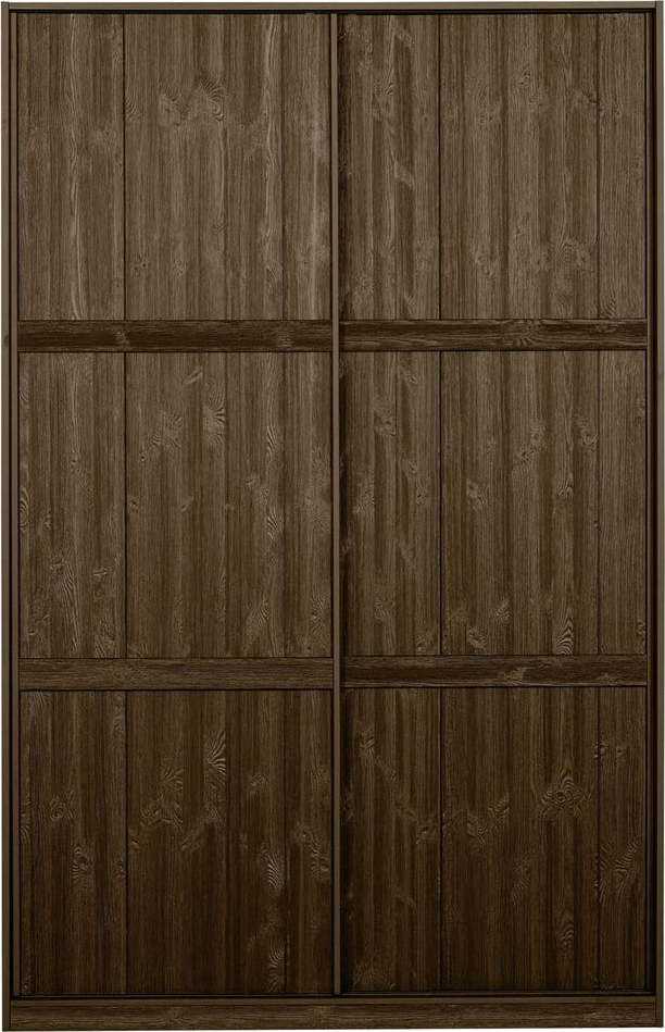 Hnědá šatní skříň z borovicového dřeva s posuvnými dveřmi 139x215 cm Katoi – BePureHome BePureHome