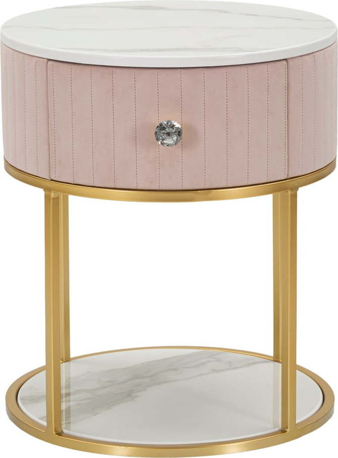 Noční stolek ve světle růžové a zlaté barvě Montpellier – Mauro Ferretti Mauro Ferretti