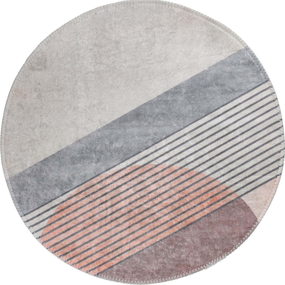 Pratelný kulatý koberec ve světle růžovo-šedé barvě ø 80 cm Yuvarlak – Vitaus Vitaus