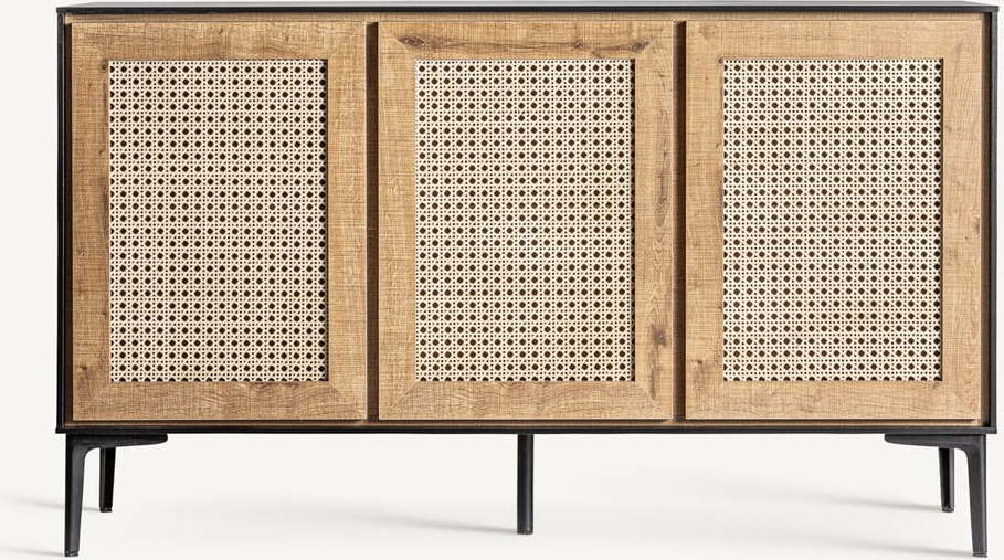 Ratanová nízká komoda v černo-přírodní barvě 136x80 cm Montreal – Burkina Burkina