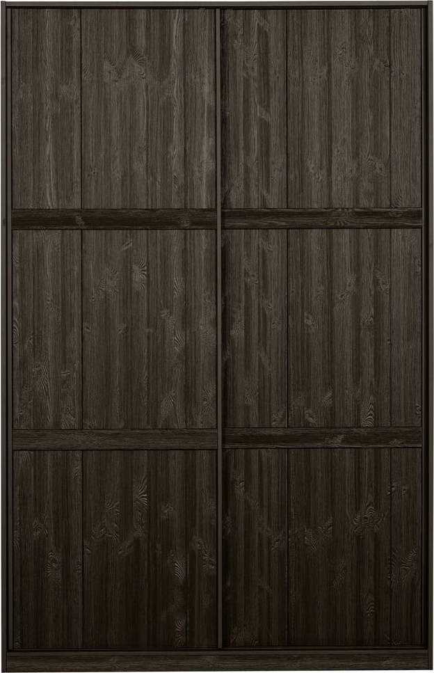 Tmavě hnědá šatní skříň z borovicového dřeva s posuvnými dveřmi 139x215 cm Katoi – BePureHome BePureHome